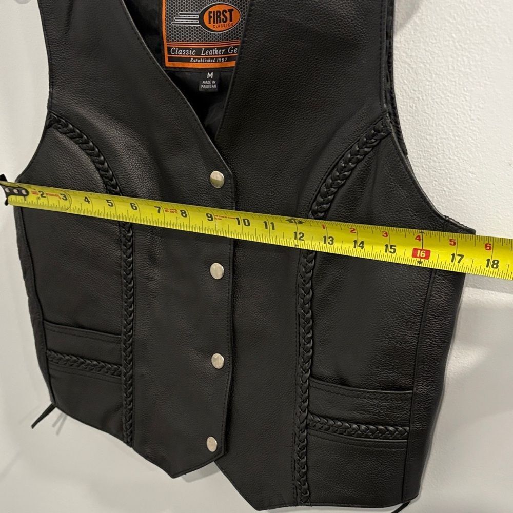 Vintage First Classics Black Leather Motorcycle Biker Vest - Picture 10 of 14
